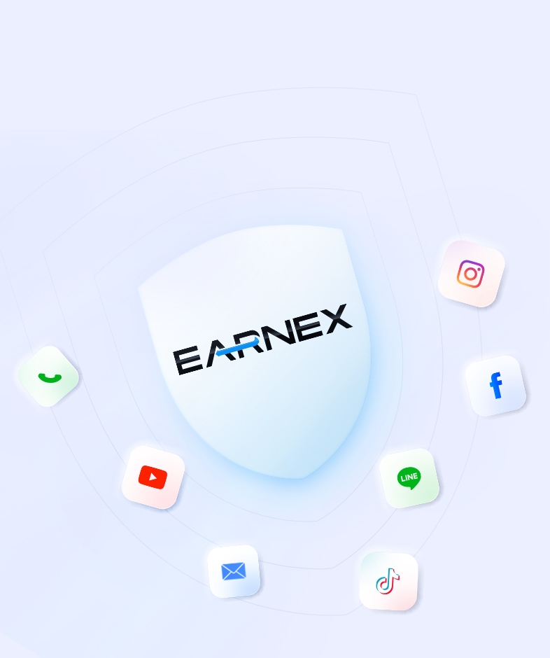 ช่องทางติดต่อทีมงาน Earnex ผ่านโซเชียลมีเดีย Facebook, Instagram, LINE, TikTok, YouTube และอีเมล พร้อมให้บริการและดูแลความปลอดภัยตลอดการใช้งาน
